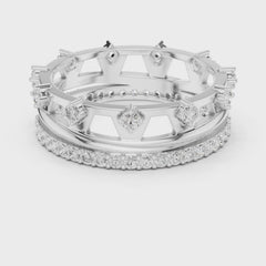 Imperia – диамантени брачни халки с коронен дизайн и вечен блясък в 14К бяло злато