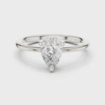 Заредете и пуснете видеото в галерията: Lacrima – годежен пръстен с диамант капка - pear 0.90 ct в 14К бяло злато
