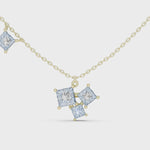 Заредете и пуснете видеото в галерията: Quartelle – колие с 4 диаманта Princess общ карат 2.55 ct. от 14K жълто злато
