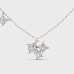 Quartelle – колие с 4 диаманта Princess общ карат 2.55 ct. от 14K розово злато