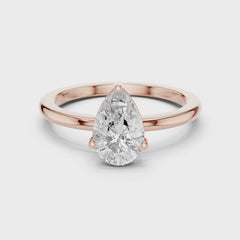Lacrima – годежен пръстен с диамант капка, pear 1 ct в 14К розово злато