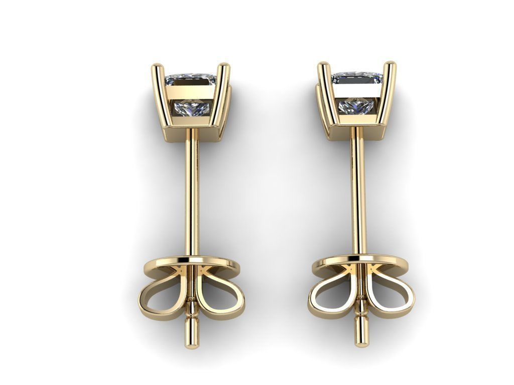 Quadria – обеци с диаманти Princess 0.80 ct. от 14К жълто злато
