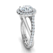 Regalia – годежен пръстен с кръгъл диамант 1.50 ct и ореол от диаманти в 14К бяло злато