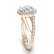 Regalia – годежен пръстен с кръгъл диамант 1.50 ct и ореол от диаманти в 14К розово злато