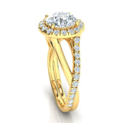 Regalia – годежен пръстен с кръгъл диамант 1.50 ct и ореол от диаманти в 14К жълто злато