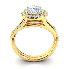Regalia – годежен пръстен с кръгъл диамант 1.50 ct и ореол от диаманти в 14К жълто злато