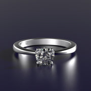 Regalis Passio – Годежен пръстен солитер с диамант и скрита корона от диаманти в бяло злато