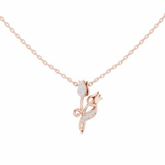 Roséa висулка с флорален мотив и диаманти от 14К розово злато