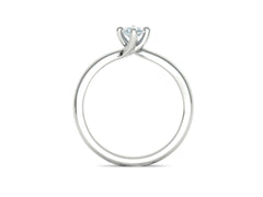 Stella Twist – годежен пръстен солитер с кръгъл диамант в 14K бяло злато