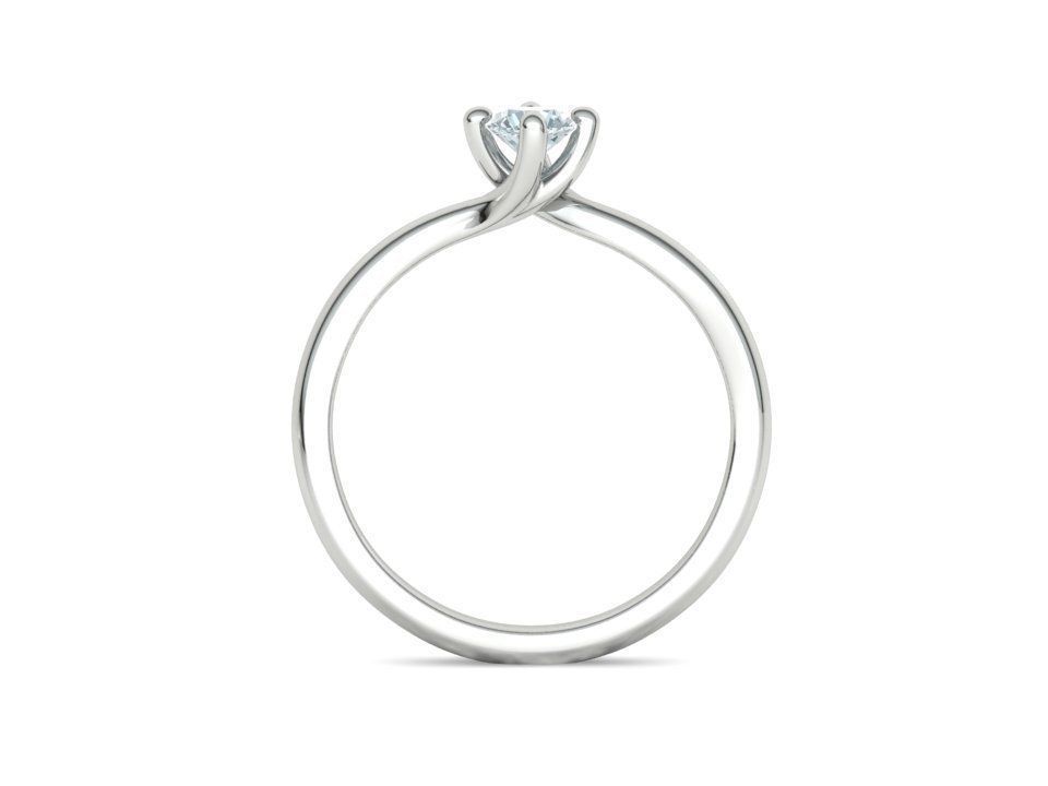 Stella Twist – годежен пръстен солитер с кръгъл диамант в 14K бяло злато