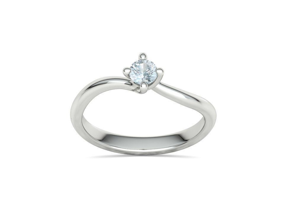 Stella Twist – годежен пръстен солитер с кръгъл диамант в 14K бяло злато