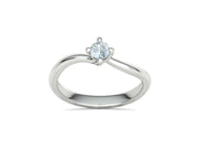 Stella Twist – годежен пръстен солитер с кръгъл диамант в 14K бяло злато