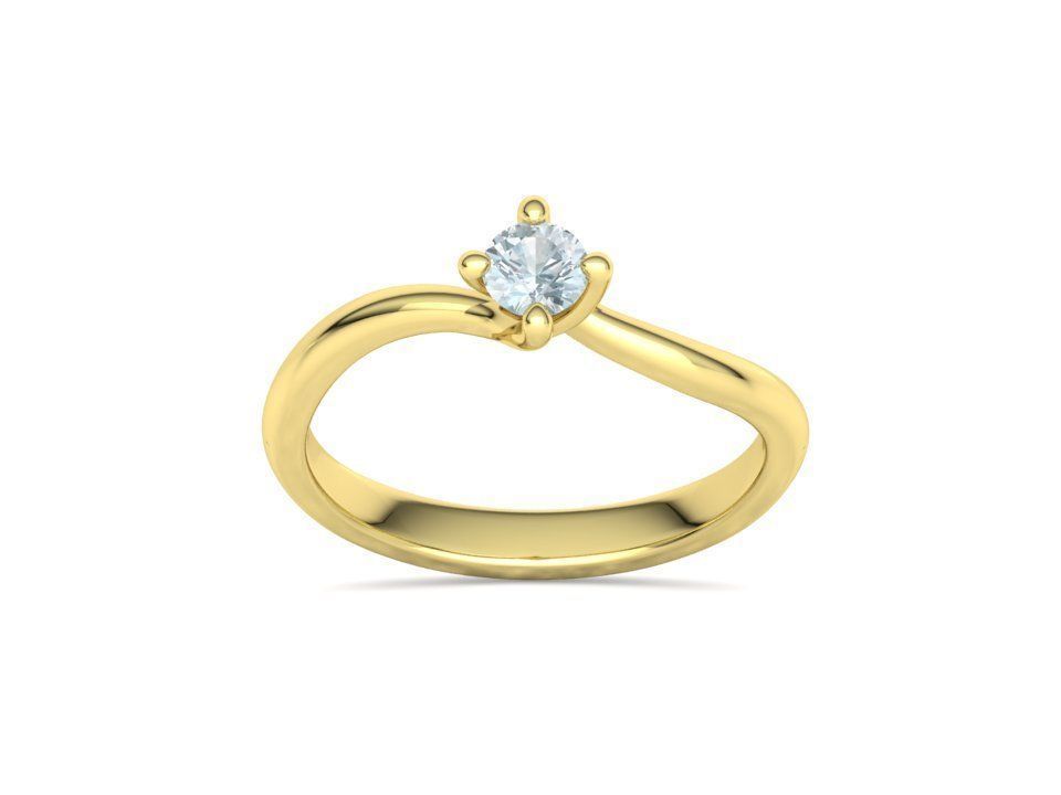 Stella Twist – годежен пръстен солитер с кръгъл диамант в 14K жълто злато
