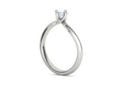 Stella Twist – годежен пръстен солитер с кръгъл диамант в 14K бяло злато
