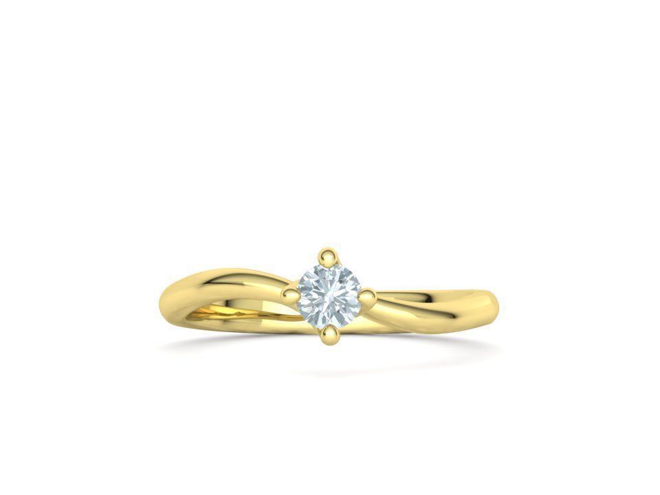 Stella Twist – годежен пръстен солитер с кръгъл диамант в 14K жълто злато
