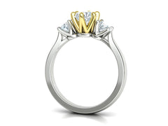 Tria – годежен пръстен с три диаманта 1.30 ct общ карат в 14К комбинация бяло злато с жълто злато