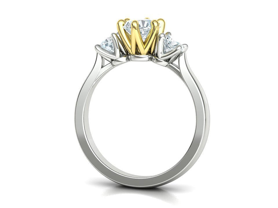 Tria – годежен пръстен с три диаманта 1.30 ct общ карат в 14К комбинация бяло злато с жълто злато
