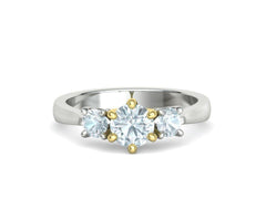 Tria – годежен пръстен с три диаманта 1.30 ct общ карат в 14К комбинация бяло злато с жълто злато