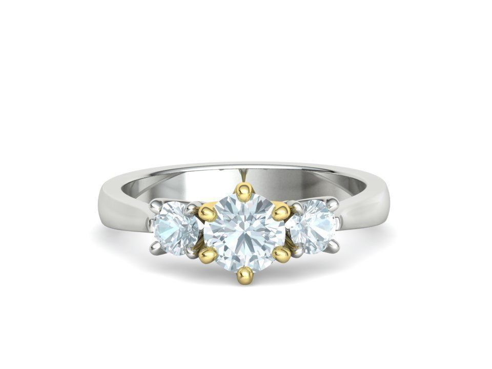 Tria – годежен пръстен с три диаманта 1.30 ct общ карат в 14К комбинация бяло злато с жълто злато