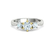 Tria – годежен пръстен с три диаманта 1.30 ct общ карат в 14К комбинация бяло злато с жълто злато