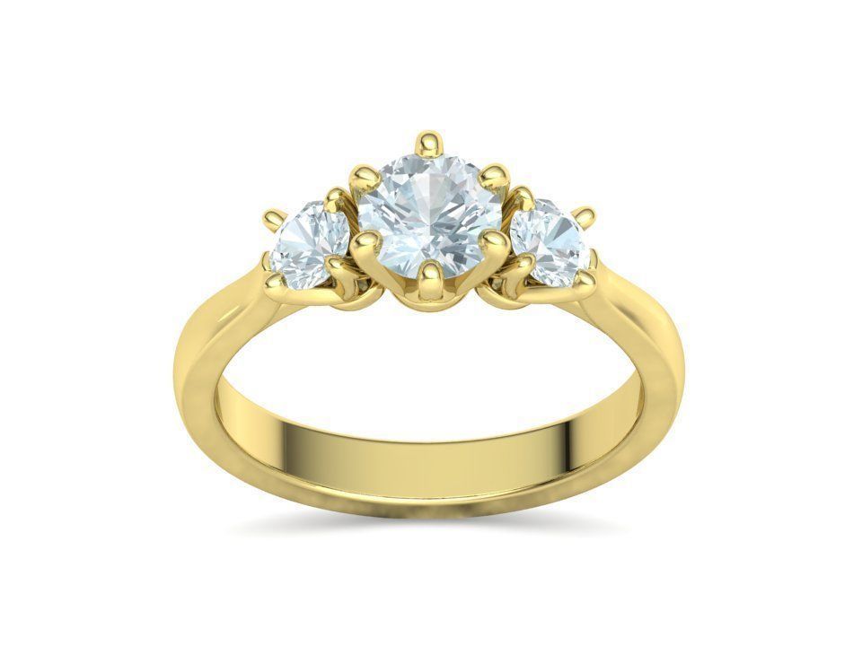 Tria – годежен пръстен с три диаманта 1.30 ct общ карат в 14К жълто злато