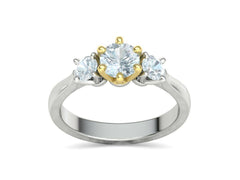 Tria – годежен пръстен с три диаманта 1.30 ct общ карат в 14К комбинация бяло злато с жълто злато