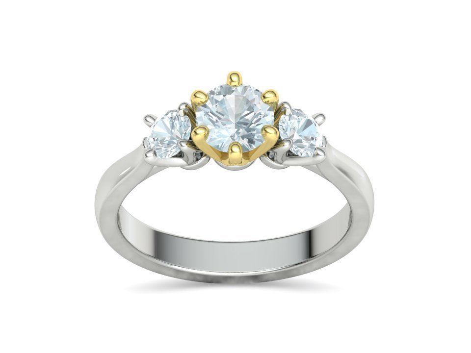 Tria – годежен пръстен с три диаманта 1.30 ct общ карат в 14К комбинация бяло злато с жълто злато