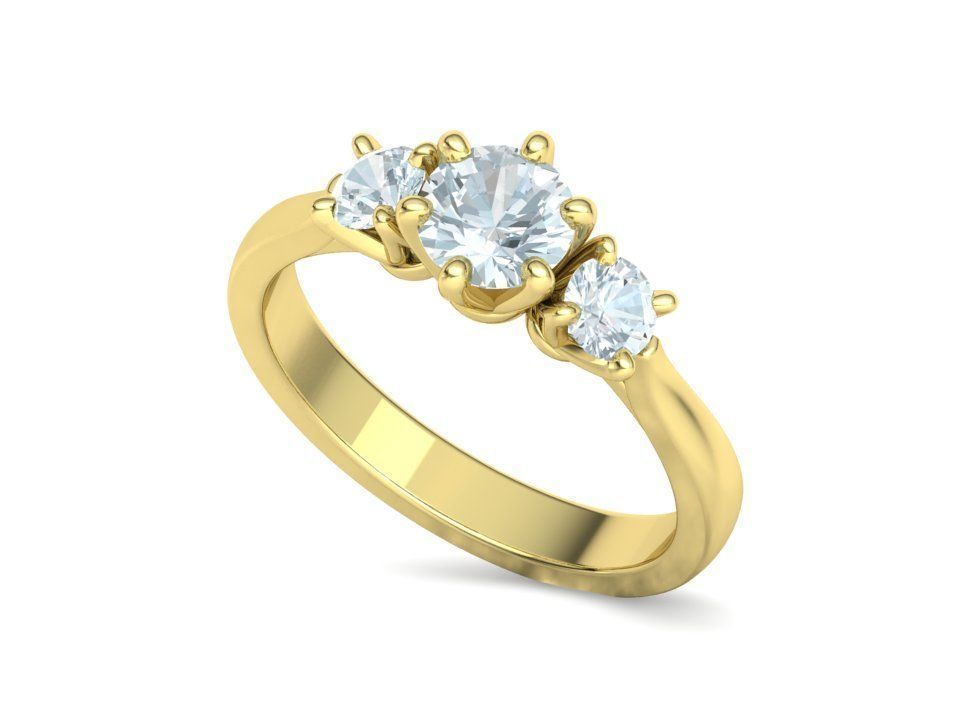 Tria – годежен пръстен с три диаманта 1.30 ct общ карат в 14К жълто злато