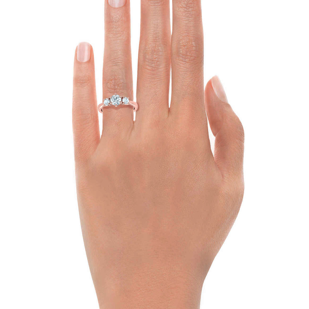 Tria – годежен пръстен с три диаманта 1.30 ct общ карат в 14К розово злато