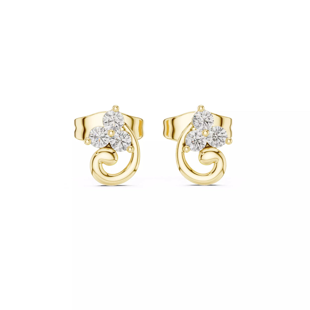 Triluna – обеци с диаманти от 14К жълто злато