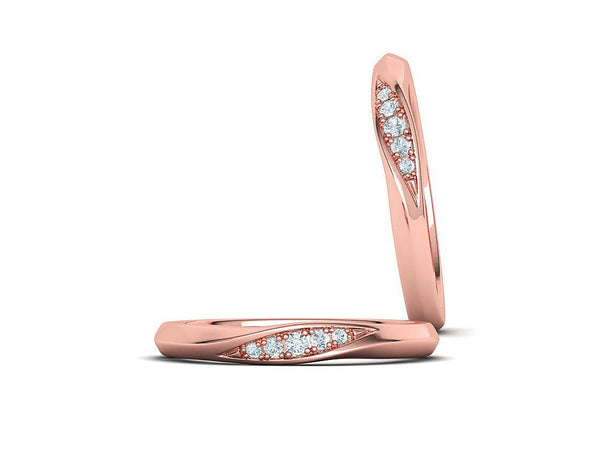 Unda – брачни халки с диаманти и елегантна вълнообразна линия в 14К розово злато