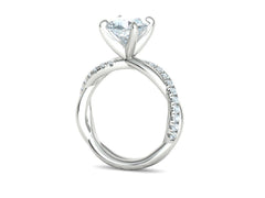 Valtisse – годежен пръстен с кръгъл диамант 2 ct и елегантна усукана линия в 14К бяло злато