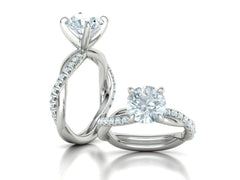 Valtisse – годежен пръстен с кръгъл диамант 2 ct и елегантна усукана линия в 14К бяло злато