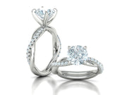 Valtisse – годежен пръстен с кръгъл диамант 2 ct и елегантна усукана линия в 14К бяло злато