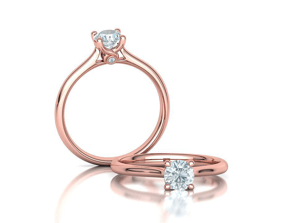 Vela – годежен пръстен солитер с диамант 0.50 ct в 14K розово злато