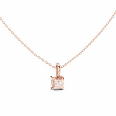 Velora висулка с 1.50 ct Cushion диамант от 14K розово злато