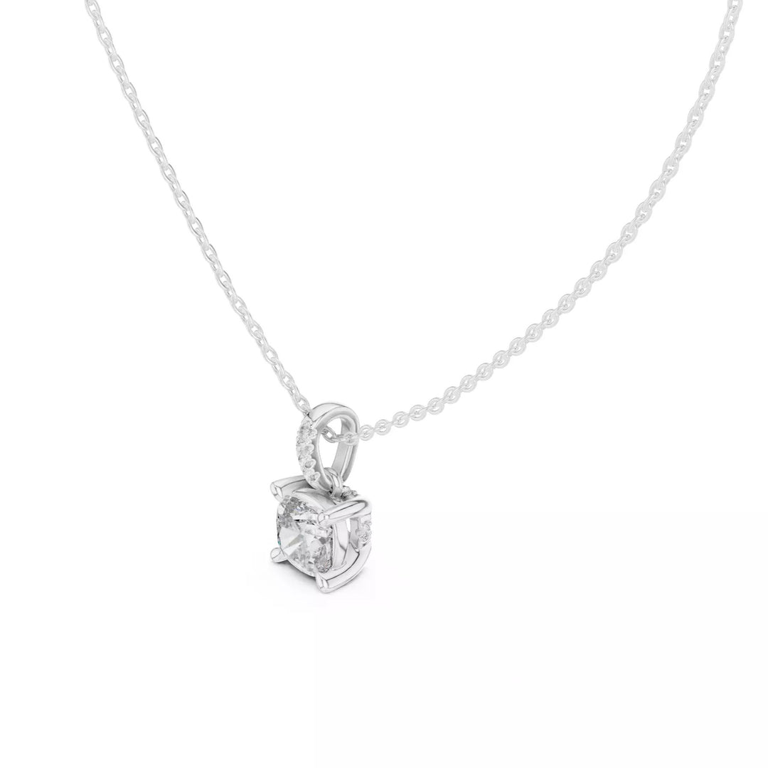 Velora висулка с 1.50 ct Cushion диамант от 14K бяло злато