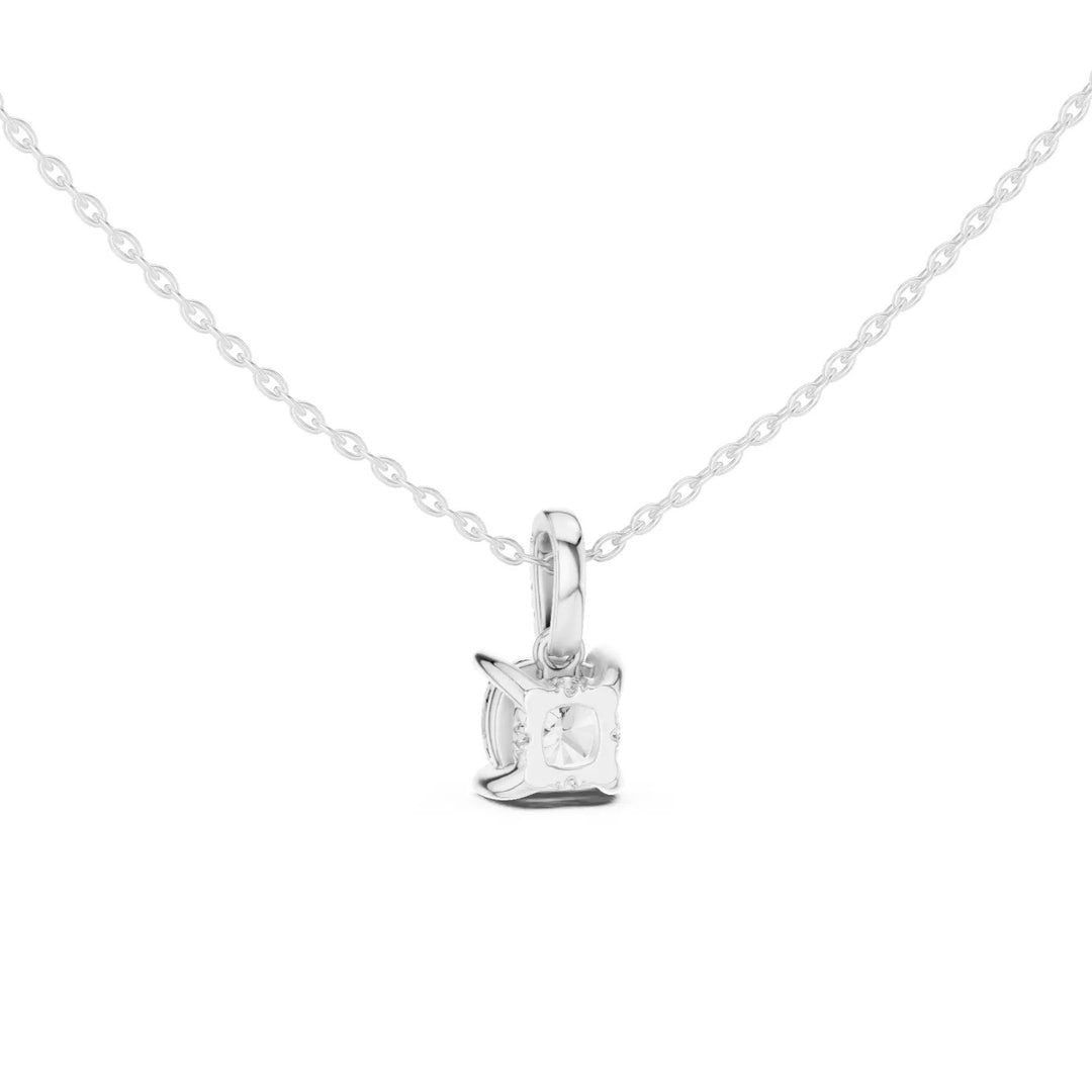 Velora висулка с 1.50 ct Cushion диамант от 14K бяло злато