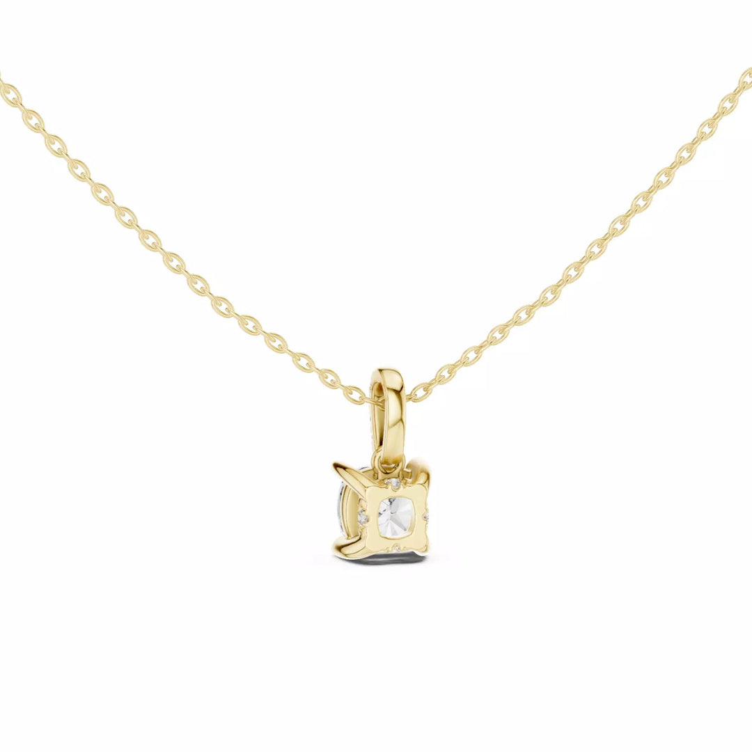 Velora висулка с 1.50 ct Cushion диамант от 14K жълто злато