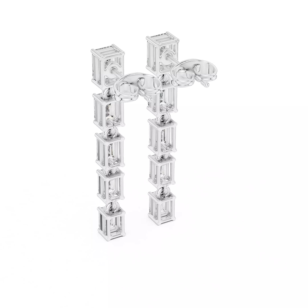 Vertice – обеци, висящи с диаманти 3 ct, от 14К бяло злато