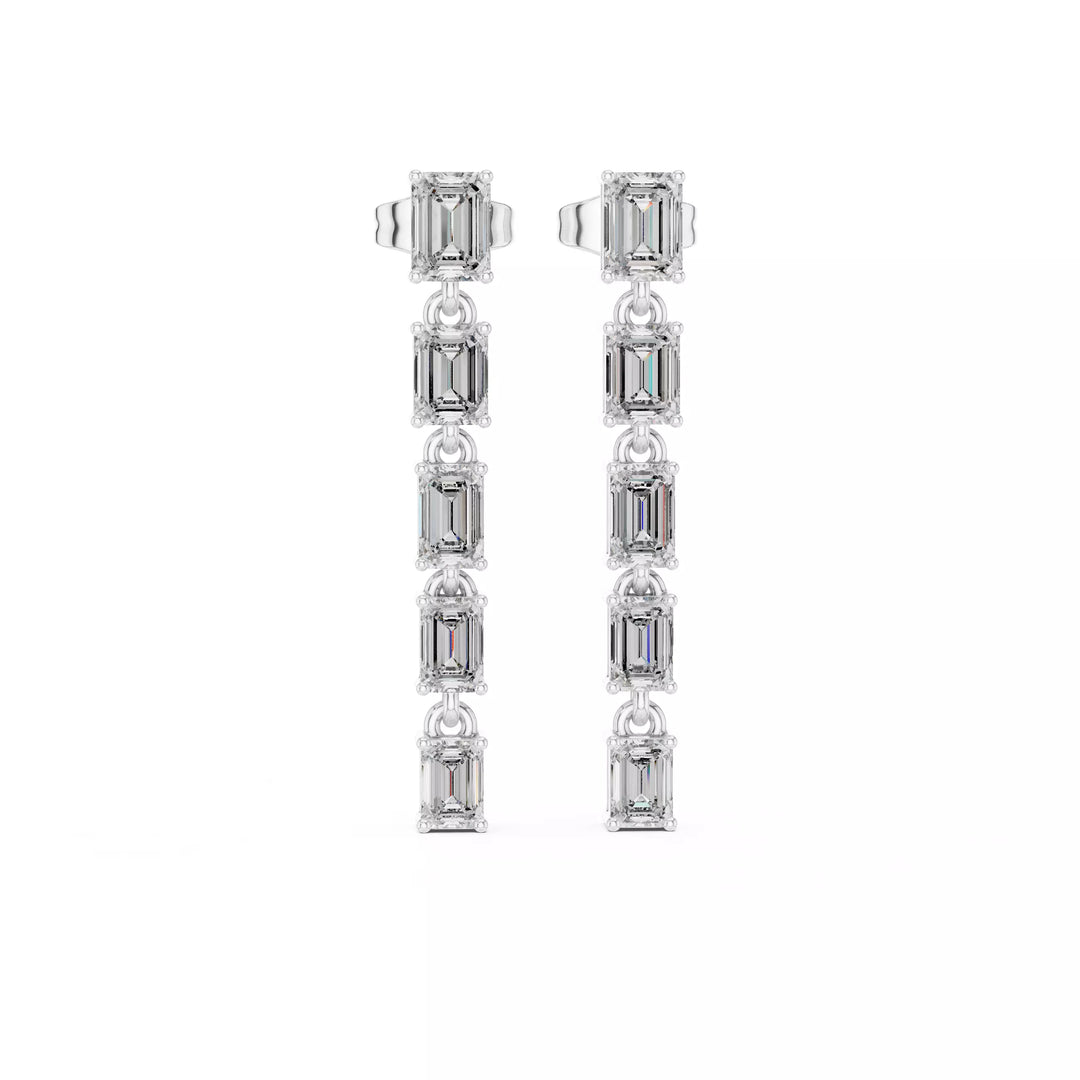 Vertice – обеци, висящи с диаманти 3 ct, от 14К бяло злато