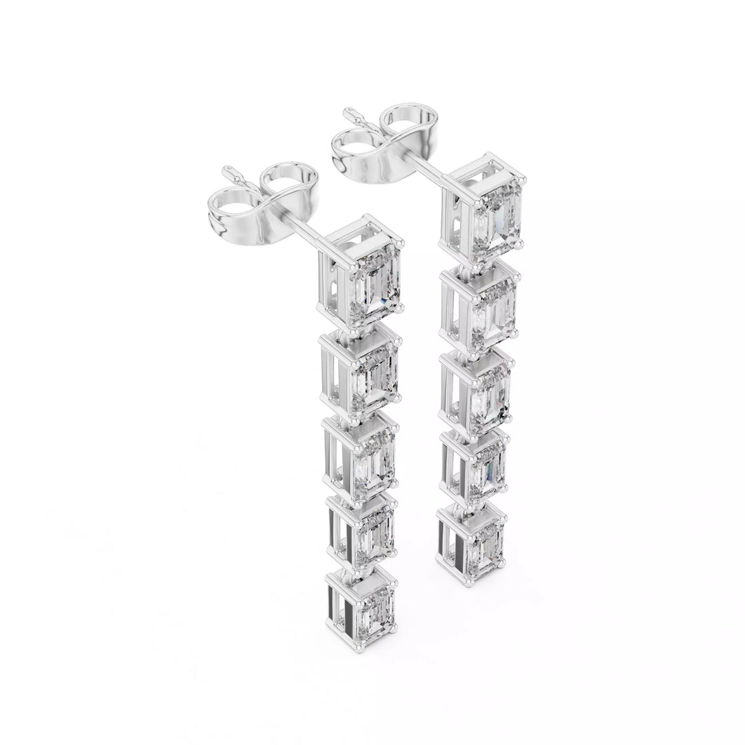 Vertice – обеци, висящи с диаманти 3 ct, от 14К бяло злато