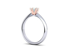 Vexillum – годежен пръстен солитер с кръгъл диамант в 14K комбинация злато- бяло и розово