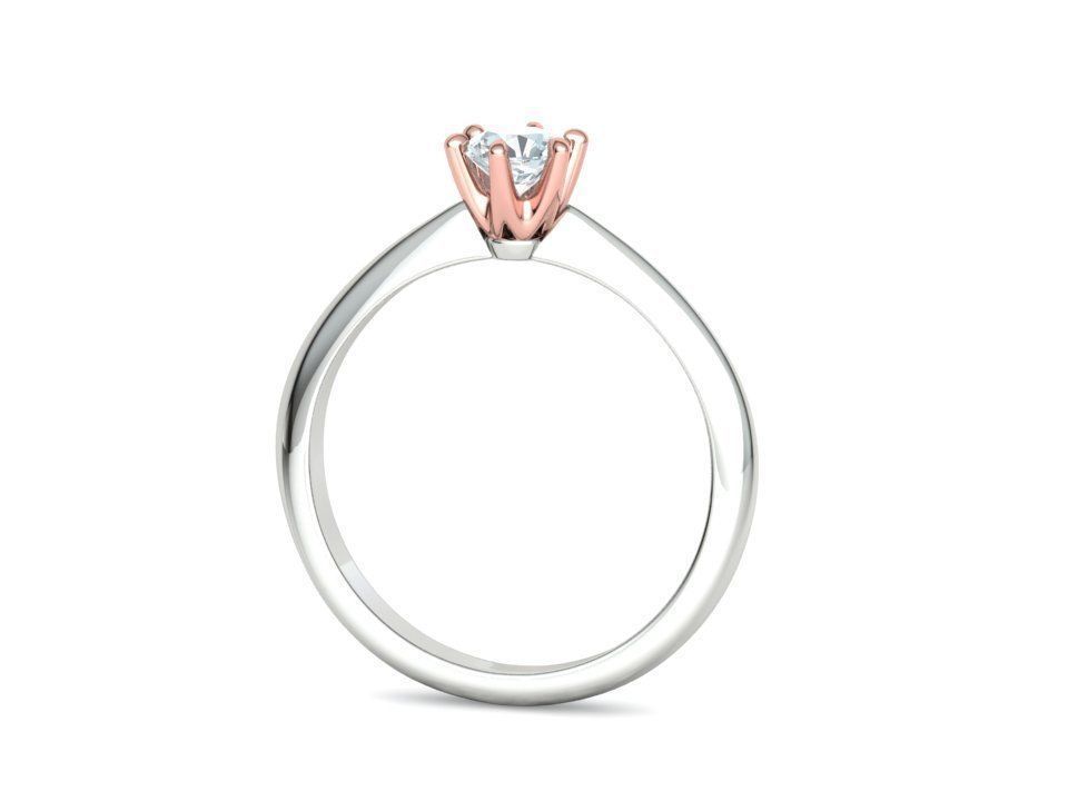 Vexillum – годежен пръстен солитер с кръгъл диамант в 14K комбинация злато- бяло и розово