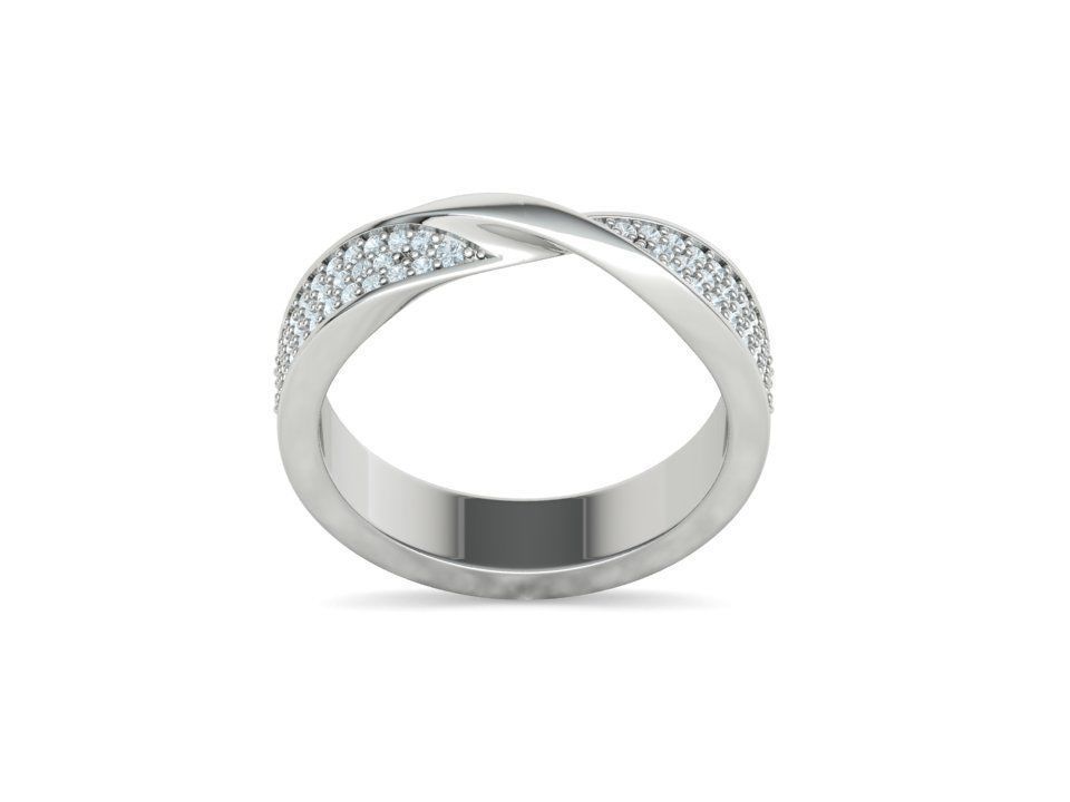 Vinculum- Брачни халки с извит дизайн и диаманти от 14К бяло злато