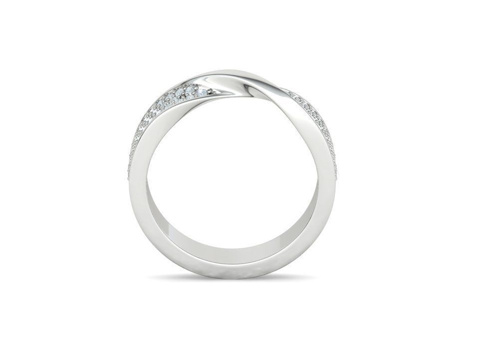 Vinculum- Брачни халки с извит дизайн и диаманти от 14К бяло злато