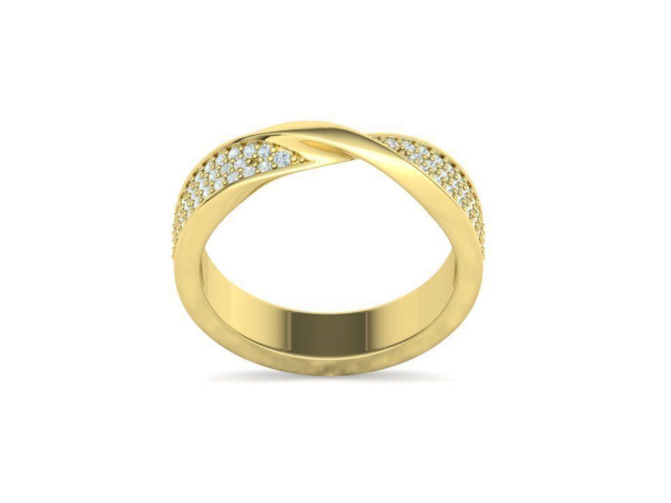 Vinculum- Брачни халки с извит дизайн и диаманти от 14К жълто злато