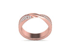 Заредете изображението в галерията: Vinculum- Брачни халки с извит дизайн и диаманти от 14К розово злато
