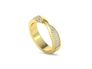 Vinculum- Брачни халки с извит дизайн и диаманти от 14К жълто злато