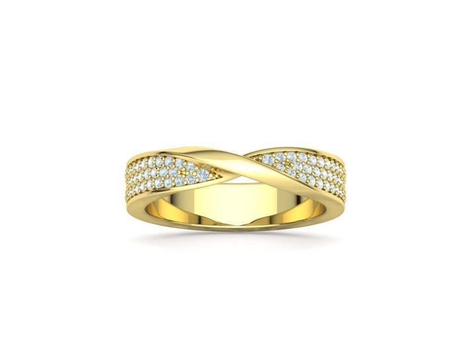 Vinculum- Брачни халки с извит дизайн и диаманти от 14К жълто злато
